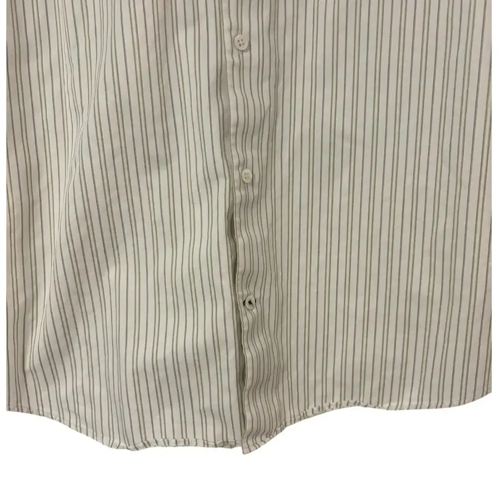 Banana Republic Men’s Button Up Shirt Medium Beige Stripe Long Sleeve Casual